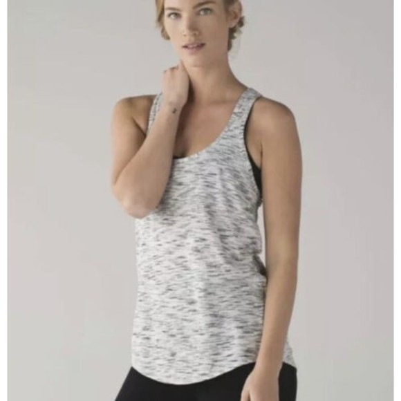 Lululemon Our Sport Tank Tiger Space Dye White Grey Racerback Top Singlet Sz 4 - Picture 4 of 11